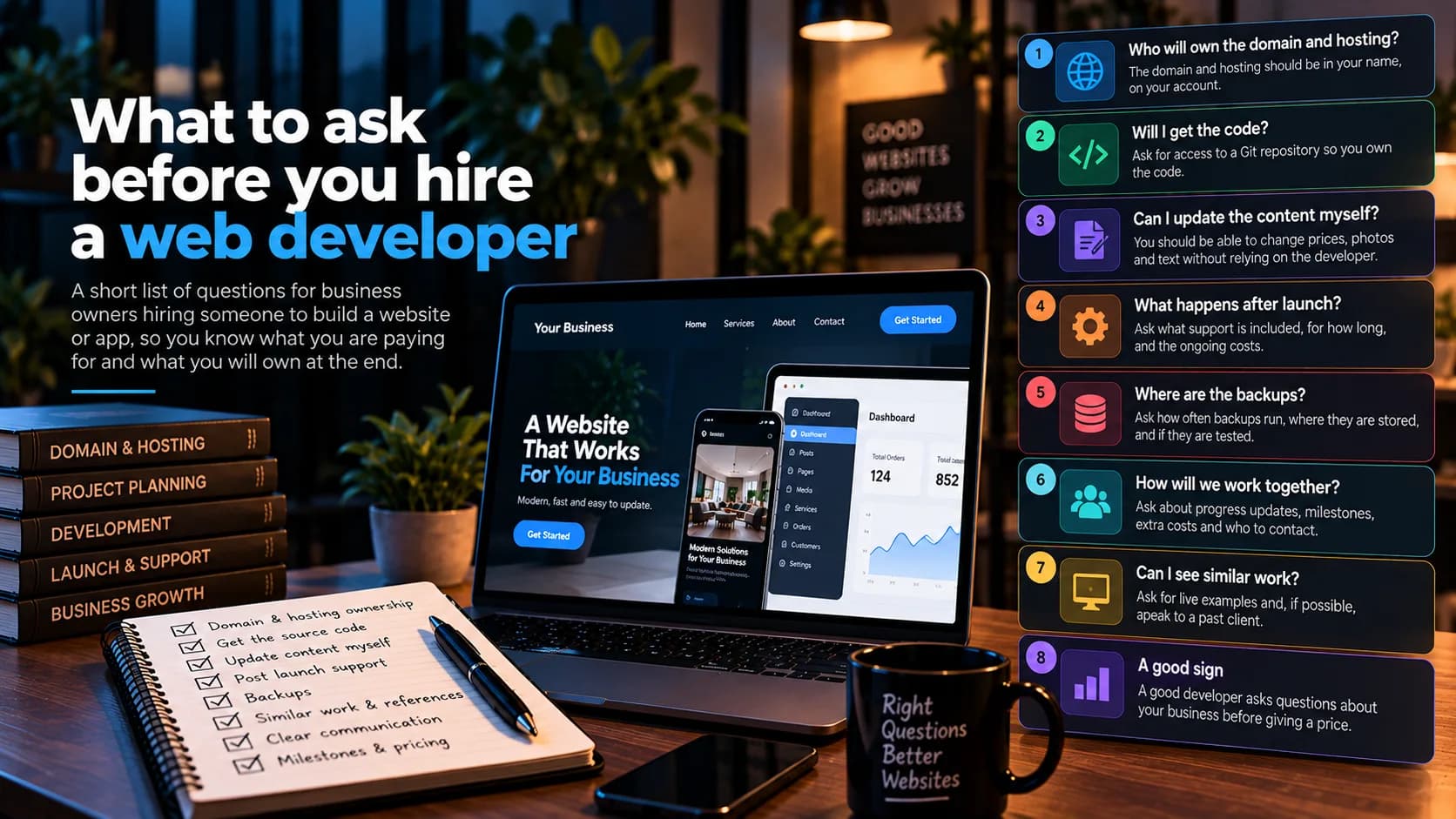 What to ask before you hire a web developer, cover